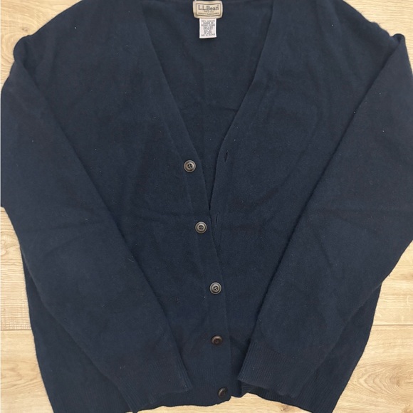 L.L.Bean Black Cashmere Cardigan Vintage LL Bean Cashmere Sweater Size XL - Picture 6 of 8